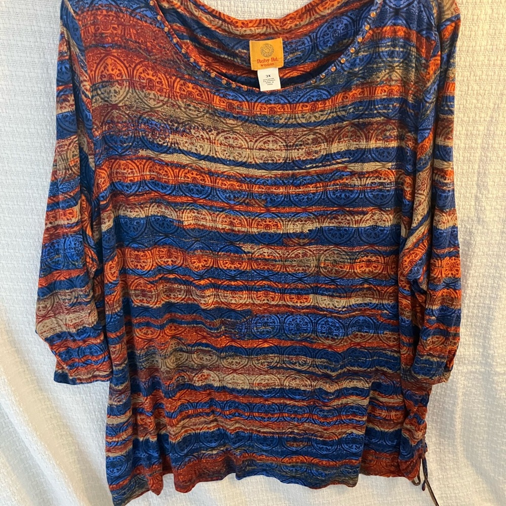 Ruby Rd. Multicolor Striped Blouse - Picture 1 of 3